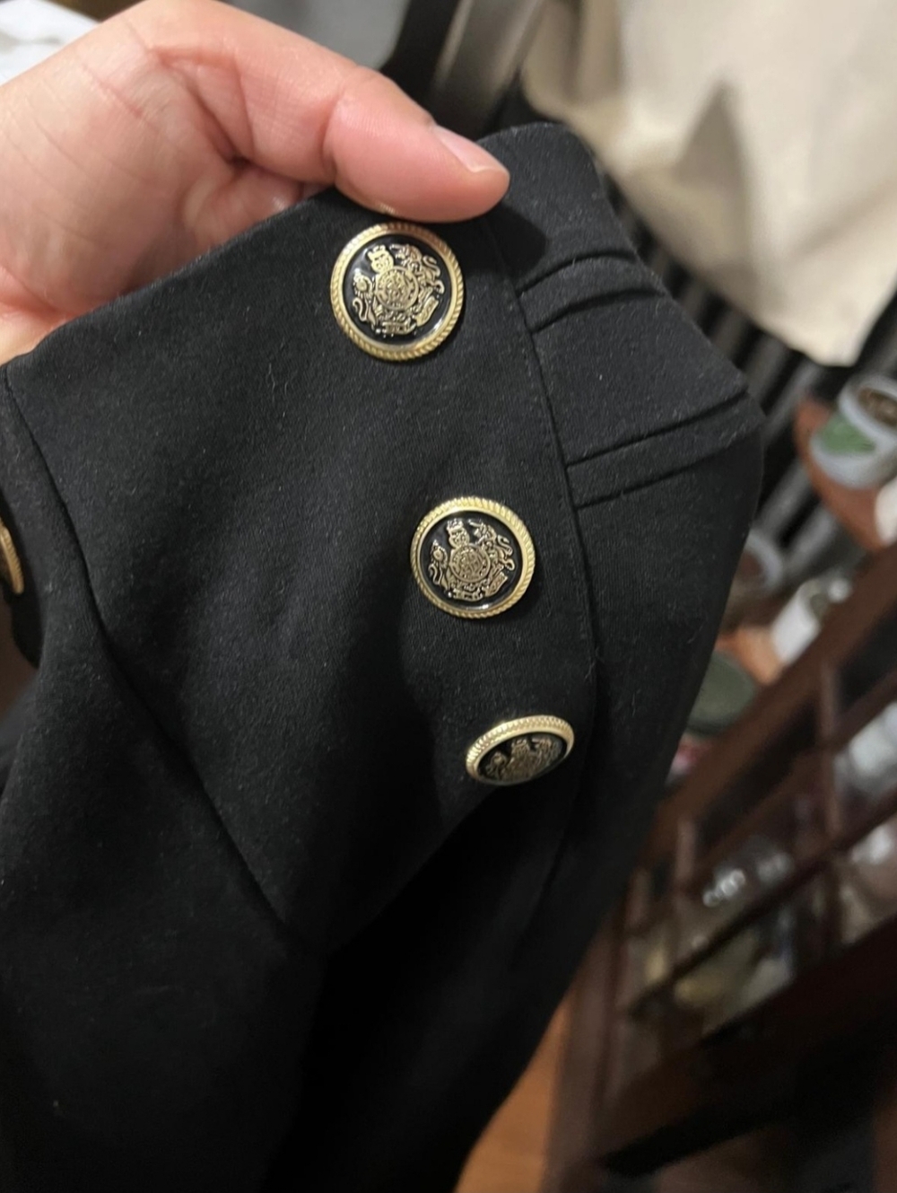 Zara Black High-Rise Ponte Pants with Gold Buttons - Picture 9 of 9